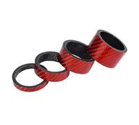MAYANGYANG Headset Spacers 1set 5+10+15+20mm Headset Spacers Carbon Fiber For 28.6mm 1 1/8" Post Fork Stem Extra Height Red Blue Green Bicycle Accessories Headset Spacers For Bikes(Red 1set)