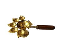 MAYAPURI Panch Aarti Diya with Stand | Panchmukhi/Pancha Pradip for Puja | Brass (Pack of 1)