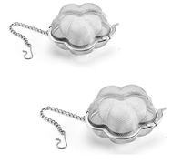 Mayata 2pcs Stainless steel fine mesh seasoning ball kitchen soup spice stew filter kitchen tool metal tea bag tea ball (2pcs Flower Shape),Silver,6cm