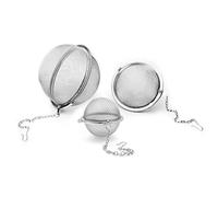 Mayata 3pcs Stainless steel fine mesh seasoning ball kitchen soup spice stew filter kitchen tool metal tea bag tea ball (3pcs Round Shape),Silver,5cm/6cm/7cm