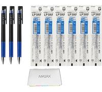 MAYAX Pilot juice up 04 Retractable Gel Ink Pen Ultra Fine Point 0.4mm 3 Pens & 6 Refills, Original Sticky Notes (Blue)