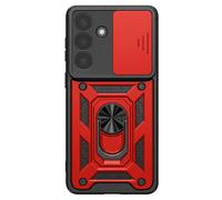 Mayaxess Ring Case for Galaxy S26 with Sliding Camera Cover Shockproof, Red