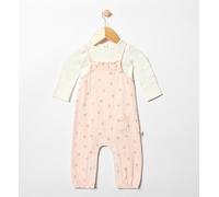 Maybe Baby Bodysuit & Heart Print Crinkle Jersey Dungaree 0-3 Months
