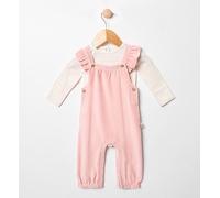 Maybe Baby Girl's First Stripe Bodysuit & Ribbed Velour Dungaree Set Up To 7.5 lbs