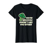 Maybe Broccoli Doesn't Like You Either Broccoli Vegan Value Graphic T-Shirt, Women, Black, S