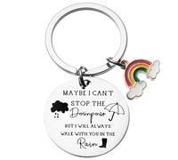 Maybe I Can't Stop the Downpour but I Will Always Walk with You in the Rain Rainbow Keychain,Keyring Gifts for Friend, Rainbow, One Size