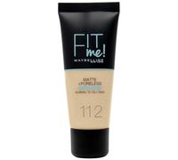 Maybelline Fit Me Foundation, Lightweight Medium Coverage, Blendable With a Matte and Poreless Natural Finish, For Normal to Oily Skin, Shade: 112 Soft Beige, 30ml
