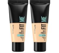 Maybelline Fit Me Foundation, Lightweight Medium Coverage, Blendable With a Matte and Poreless Natural Finish, For Normal to Oily Skin, Shade: 118 Light Beige 30ml (Pack of 2)
