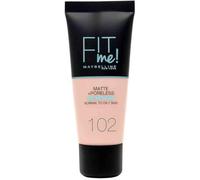 Maybelline Fit Me Foundation, Medium Coverage, Blendable With a Matte and Poreless Finish, For Normal to Oily Skin, Shade: 102 Fair Ivory, 30ml