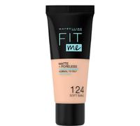 Maybelline Fit Me Foundation, Medium Coverage, Blendable With a Matte and Poreless Finish, For Normal to Oily Skin, Shade: 124 Soft Sand, 30ml