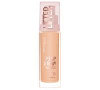 Maybelline New York Foundation with SPF20, Lifter Plump & Glow Foundation, All Day Wear, Buildable and Radiant Coverage, Plump and Brighter Skin Overtime, Shade: 114