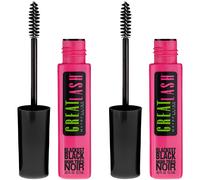 Maybelline Great Lash Washable Mascara Makeup Volumizing Lash-Doubling Formula That Conditions As It Thickens Blackest Black 2 Count
