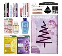 Maybelline New York Advent Calendar, with 24 Exciting Doors for Beauty Lovers, 21 Original Products & 3 Goodies, Includes Sky High Mascara & 4 Garnier Skincare Highlights