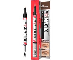 Maybelline New York, Build A Brow: 2 in 1 Brow Pen + Sealing Gel, Real-looking, Fuller Brows, Waterproof, Sweat- & Smudge-resistant, 24H Wear, Vegan Formula, Shade 257: Medium Brown (Pack of 6)