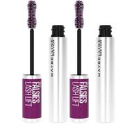 Maybelline New York False Lash Effect Mascara, The Falsies Lash Lift, Delivers Dramatic Volume & Long Lifted Lashes, Fibre Infused Formula, Colour: Black, 9.6 ml (Pack of 2)