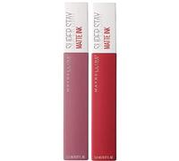 Maybelline New York Labbra Matte Ink Make-Up Kit, Long Lasting Liquid Rolls, No Macx, Matte Effect, Lover (15) + Pioneer (20), 5 ml, Pack of 2