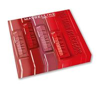 Maybelline New York - Set of 4 liquid lipsticks - Glossy Vinyl Effect - Long-Lasting - SuperStay Vinyl Ink - Colours: Red Hot (25), Coy (20), Peachy (15), Wicked (50)