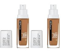 Maybelline New York Super Stay Active Wear, waterproof foundation with high coverage, long-lasting facial make-up, colour: No. 60 Caramel, (Medium to Dark), 1 x 30 ml (Pack of 2)