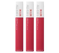 Maybelline New York SuperStay Matte Ink Lip Tint Color 80 Ruler Full Coverage and Uniform Result with Tip Applicator Long Lasting 16h - 3 Lipsticks