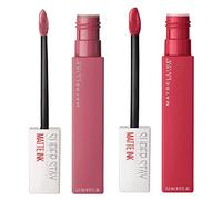 Maybelline New York SuperStay Matte Ink Lip Tint Colour 15 Lover + SuperStay Matte Ink Lip Tint Colour 80 Ruler - 2 Lipsticks with Pointed Applicator