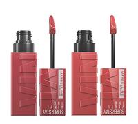 Maybelline New York SuperStay Vinyl Ink Lip Tint Bright Color 35 Cheeky + SuperStay Vinyl Ink Color 40 Bright Witty Finish - 2 Lipsticks with Precision Applicator