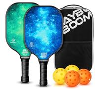 Mayboom Pickleball Paddles Set of 2, USAPA Approved, Fiberglass Face with Polypropylene Core, Wide Sweet Spot, Ergonomic Grip, 4 Balls, Carry Bag