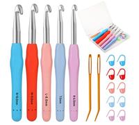 Mayboos 5 Sizes Crochet Hook Set, Large Crochet Hooks Yarn Needle Kits Knitting Needles with Ergonomic Handles for Crocheters Beginners