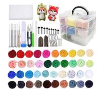 Mayboos Needle Felting Kit, 40 Colors Wool Roving Set, Needle Felting Starter Kit, Wool Felt Tools with Instruction for Felted Animal Crafts