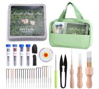 Mayboos Needle Felting Kit, 6"x6" Felting Pad Needle Felting Tools Felting Mat Needle Felting Supplies with Felting Needles Finger Guards Wooden Handle Scissor Bag for Beginner Professional DIY