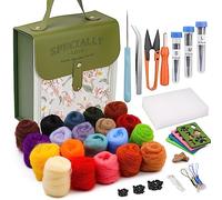 Mayboos Needle Felting Kit, Wool Roving 20 Colors Set, Wool Felting Kit Felt Molds with Portable Storage Box for DIY Craft Home Decoration Gift（Green Bag