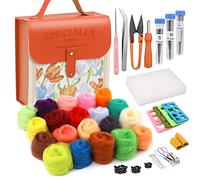 Mayboos Needle Felting Kit, Wool Roving 20 Colors Set, Wool Felting Tool Starter Kit Felt Molds with Portable Storage Box for DIY Craft Home Decoration Gift