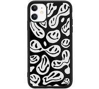 MAYCARI Aesthetic Case Compatible with iPhone 12 mini for Girls Women Children - Happy Smile Face Hippie-E Print, Hard Back Case with Soft TPU Bumper