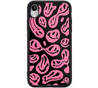 MAYCARI Aesthetic Case for iPhone X/Xs - Hard Back Case with Soft TPU Bumper - Happy Smile Face Hippie-A Print