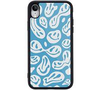 MAYCARI Aesthetic Case for iPhone X/Xs - Hard Back Case with Soft TPU Bumper, Happy Smile Face Hippie-D Print