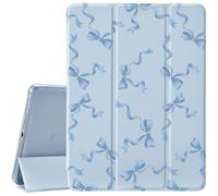 MAYCARI Blue Bowknot Case for Ipad 9.7-inch 5Th/6Th Lovely Bows Design Cover for Ipad Auto Sleep/Wake Modern Aesthetic Women Cover with Pencil Holder Silicone Anti-Scratch Shockproof Case