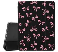 MAYCARI Cute Bow Black Pink Case for 10.9 Inch Ipad 10Th Aesthetic Stylish Girls Cover for Ipad Auto Sleep/Wake Anti-Slip Shockproof Leather Soft TPU Back Case with Pencil Holder(Girl Women)