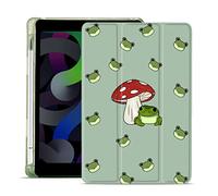 MAYCARI Cute Frog & Mushroom Case for iPad 2018/2017 9.7 inch, Auto Sleep/Wake, Soft TPU Back Protective Case with Pencil Holder