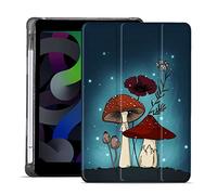 MAYCARI Cute Mushroom Case for iPad 2018/2017 9.7 inch, Support Auto Sleep/Wake, Black Soft TPU Back Protective Case with Pencil Holder