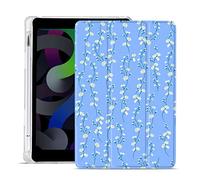 MAYCARI Daisy Flower Case for iPad 2018/2017 9.7 Inch 5th/6th Generation With Pencil Holder, Auto Sleep/Wake, Blue Soft TPU Back Protection for Girls Women Men