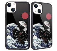 MAYCARI for iPhone 13 mini Case Great Wave of Kanagawa Pattern Design Hard Back Case with Soft TPU Bumper for Girls Children Women Protective Phone Case for iPhone 13 mini