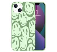 MAYCARI Funny Face Phone Case for iPhone 15 Pro, Green Liquid Silicone Girly Cases,Cartoon Soft Gel Rubber Full-Body Protective Microfiber Lining Shockproof Cover for Boys, Women, Men