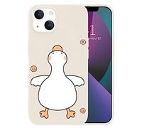 MAYCARI Happy Duck Phone Case for iPhone XR, White Liquid Silicone Girly Cases,Cartoon Soft Gel Rubber Full-Body Protective Microfiber Lining Shockproof Cover for Boys, Women, Men