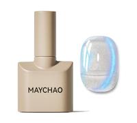 MAYCHAO 15ML Cat Eye Gel Nail Polish 1Pc Blue Tears Magnetic Nail Polish with Magnet Soak off Holographic Cat Eye Gel Polish for Nail Art Manicure Salon DIY at Home