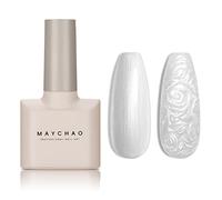 MAYCHAO Pearl Gel Nail Polish, 15ML Pearlescent Shell Shimmer White Nail Varnish, Soak Off UV LED Nail Mermaid Gel Polish Nail Art Starter Manicure Salon DIY at Home, 0.5 OZ