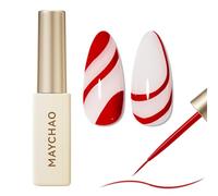 MAYCHAO Red Swirl Gel Liner Nail Art Polish, 8ml Classic Gel Color Built-in Thin Brush, UV Light Cure for French Nail Tips DIY Manicure at Home Salon