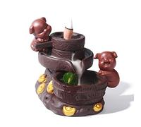 Mayco Bell 2 Pigs Like Rock Climbing Incense Burner Handmade Ceramic Waterfall Back Incense Burner Burner Holder Home Decoration Aromatherapy Decoration
