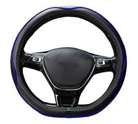 Mayco Bell Flat Bottom Steering Wheel Cover Anti-Slip,Safety,Soft,Breathable,Durable,Full Surround,Comfortable Grip Microfiber Leather (D Shape, Black Dark Blue)