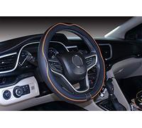 Mayco Bell Small Size Steering Wheel Cover Anti-Slip,Safety,Soft,Breathable,Durable,Full Surround,Comfortable Grip Microfiber Leather (14-14.25 inch, Black Orange)