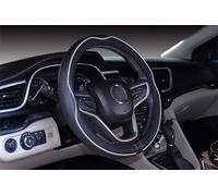 Mayco Bell Universal Standard Size Steering Wheel Cover Anti-Slip,Safety,Soft,Breathable,Durable,Full Surround,Comfortable Grip Microfiber Leather (14.5-15 inch,Black White)