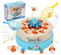 Maycoly Bounce Game 2 in 1 Spin Board Game Bouncing Carousel Board Games with 10 Bees Fishing Game with Music Toddlers Preschool Toys